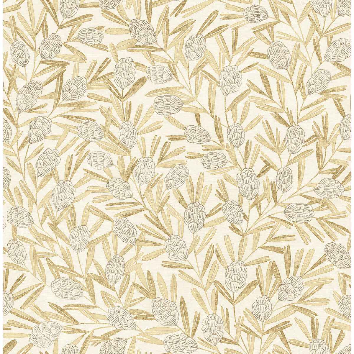 Zulma Gold Decorative Botanical Wallpaper - York Wallcoverings - 2970-26103 - York Wallcoverings Wallpaper