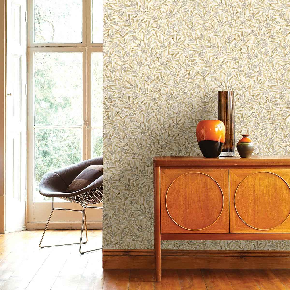 Zulma Gold Decorative Botanical Wallpaper - York Wallcoverings - 2970-26103 - York Wallcoverings Wallpaper