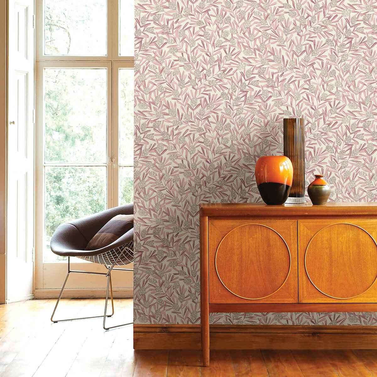zulma-pink-decorative-botanical-wallpaper-york-wallcoverings-2970-26104 - York Wallcoverings Wallpaper
