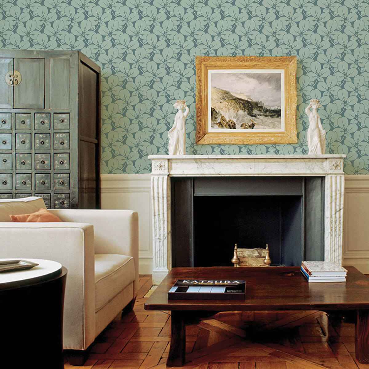 Robert Aqua Clover Wallpaper - York Wallcoverings - 2970-26108 - York Wallcoverings Wallpaper