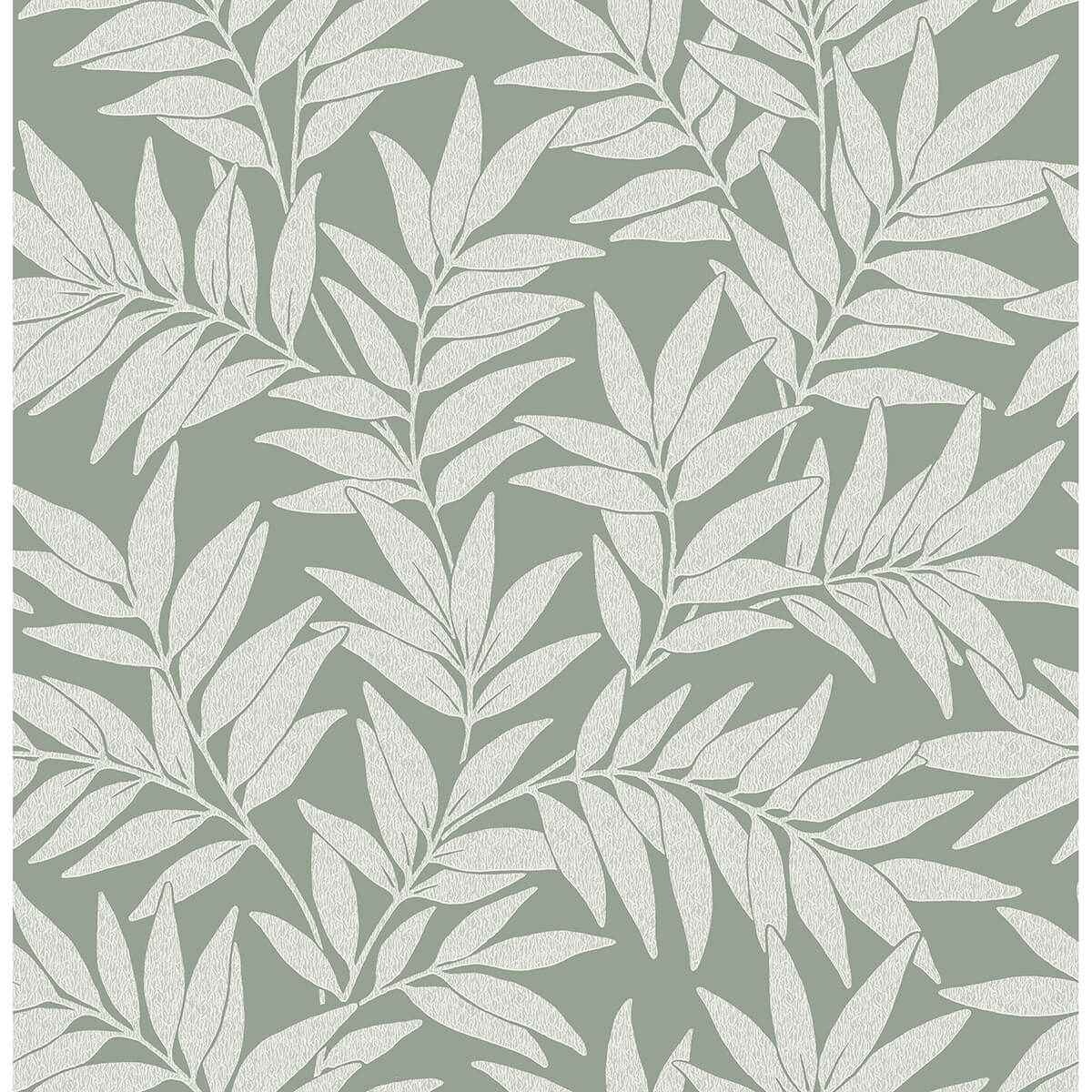 morris-green-leaf-wallpaper-york-wallcoverings-2970-26122 - York Wallcoverings Wallpaper