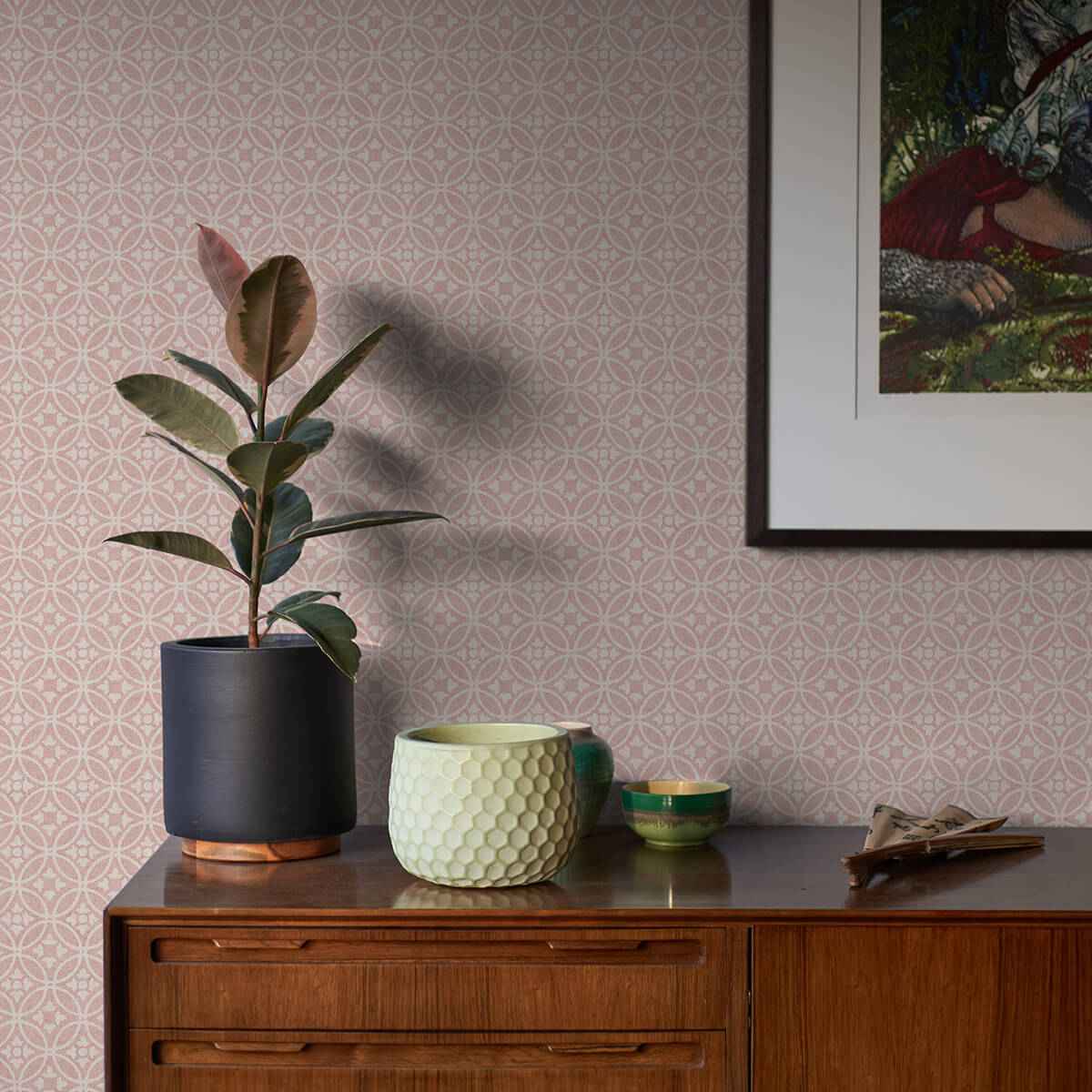 larsson-pink-ogee-wallpaper-york-wallcoverings-2970-26138 - York Wallcoverings Wallpaper