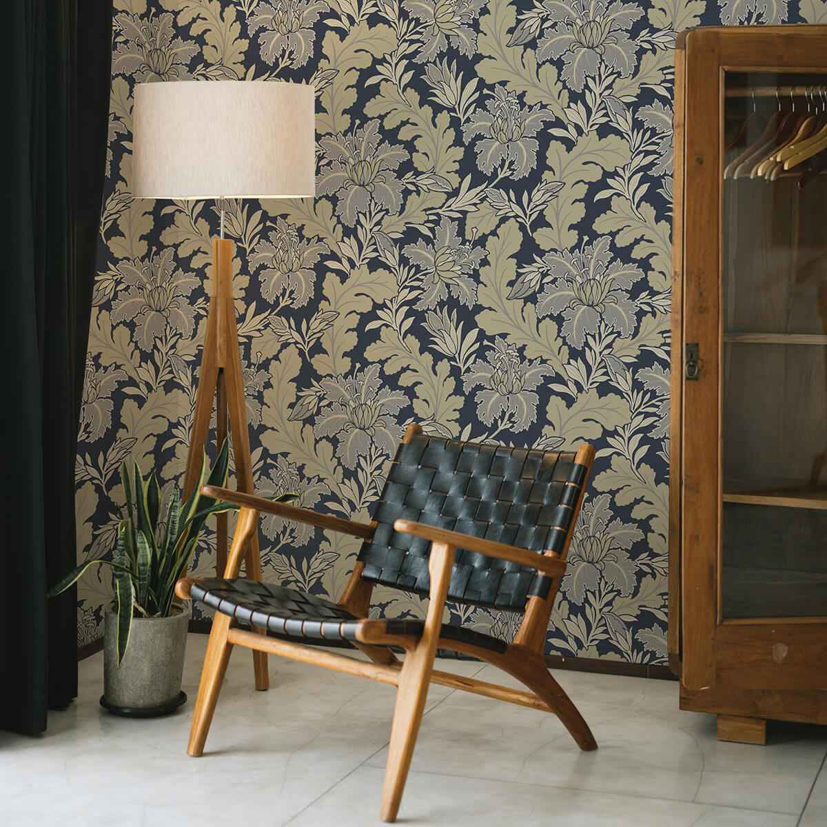butterfield-navy-floral-wallpaper-york-wallcoverings-2970-26141 - York Wallcoverings Wallpaper