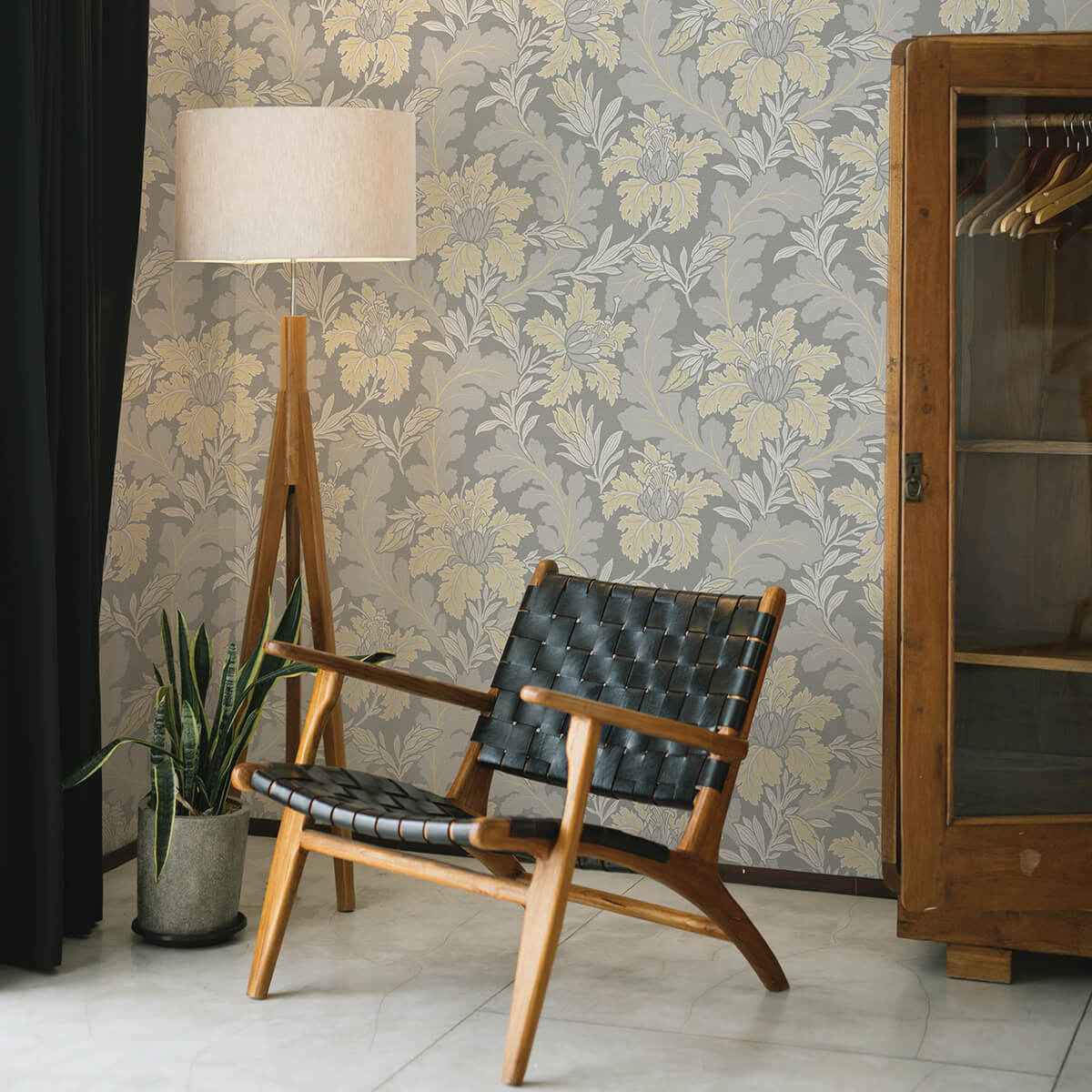 Butterfield Light Grey Floral Wallpaper - York Wallcoverings - 2970-26142 - York Wallcoverings Wallpaper