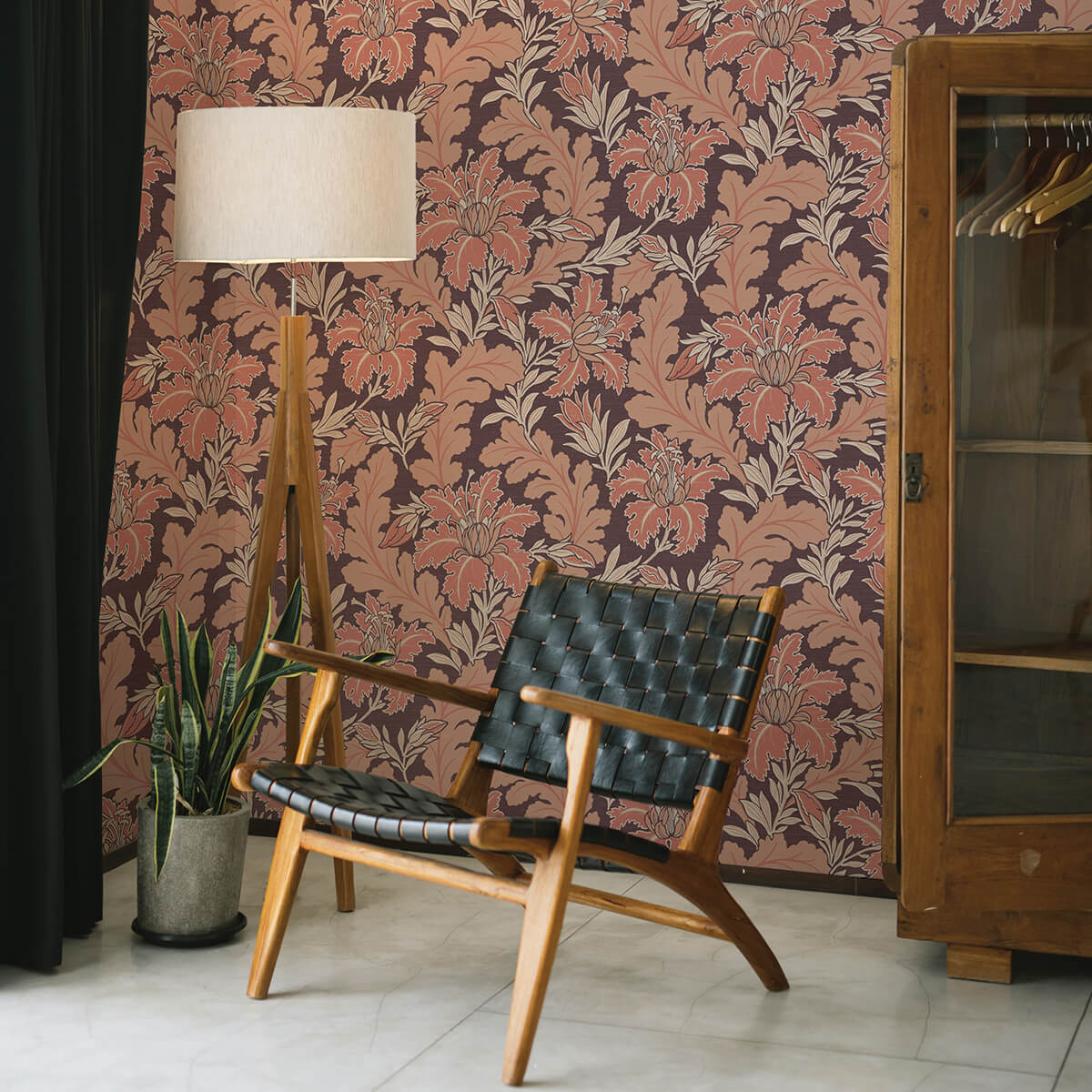 butterfield-burgundy-floral-wallpaper-york-wallcoverings-2970-26144 - York Wallcoverings Wallpaper