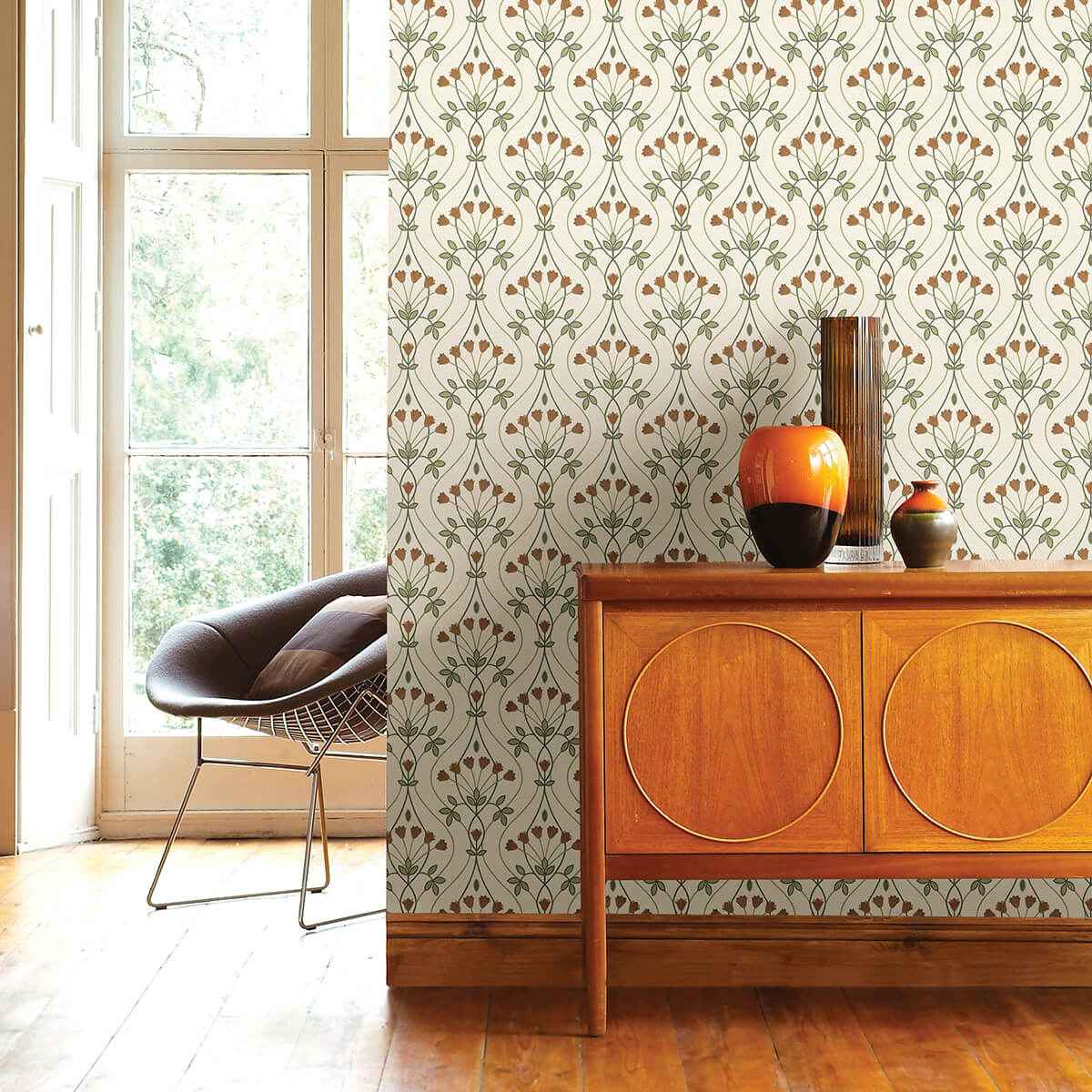 Dard Green Tulip Ogee Wallpaper - York Wallcoverings - 2970-26146 - York Wallcoverings Wallpaper
