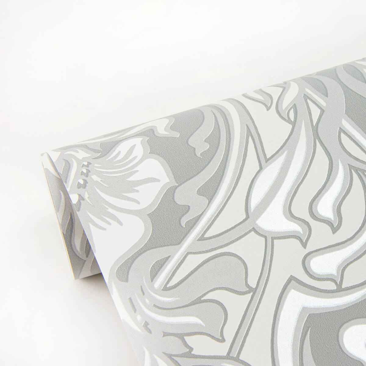 mucha-off-white-botanical-ogee-wallpaper-york-wallcoverings-2970-26149 - York Wallcoverings Wallpaper