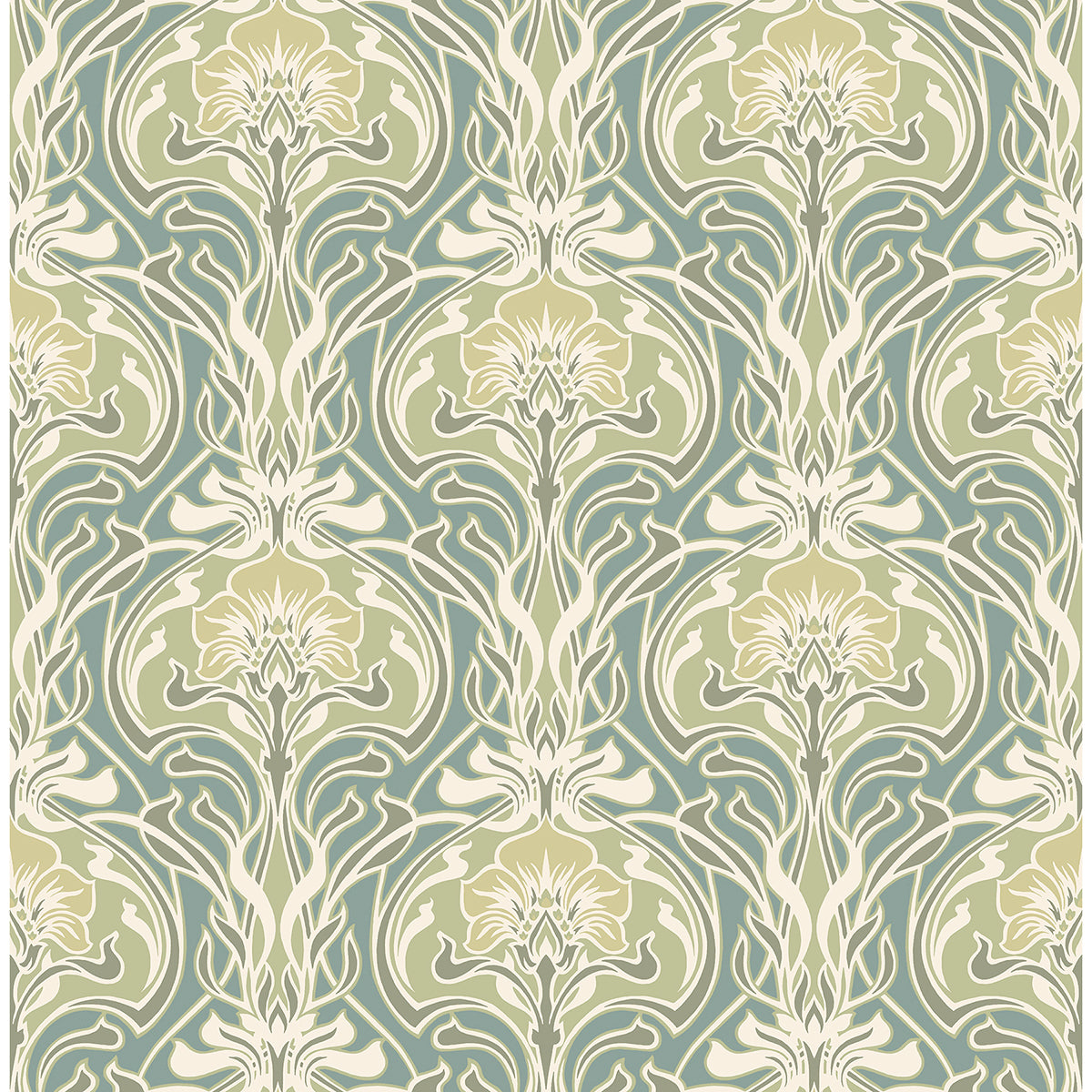 mucha-teal-botanical-ogee-wallpaper-york-wallcoverings-2970-26151