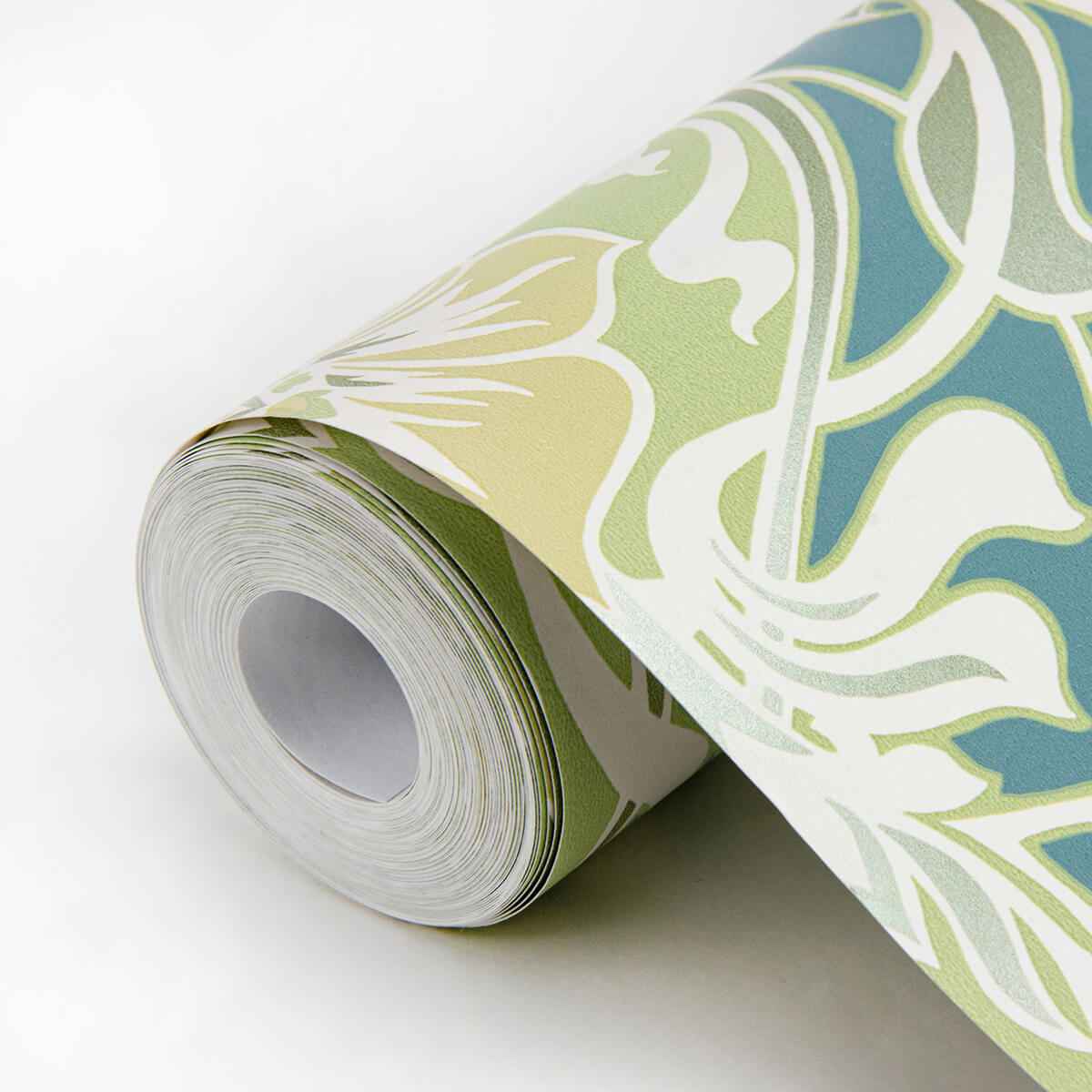 mucha-teal-botanical-ogee-wallpaper-york-wallcoverings-2970-26151 - York Wallcoverings Wallpaper