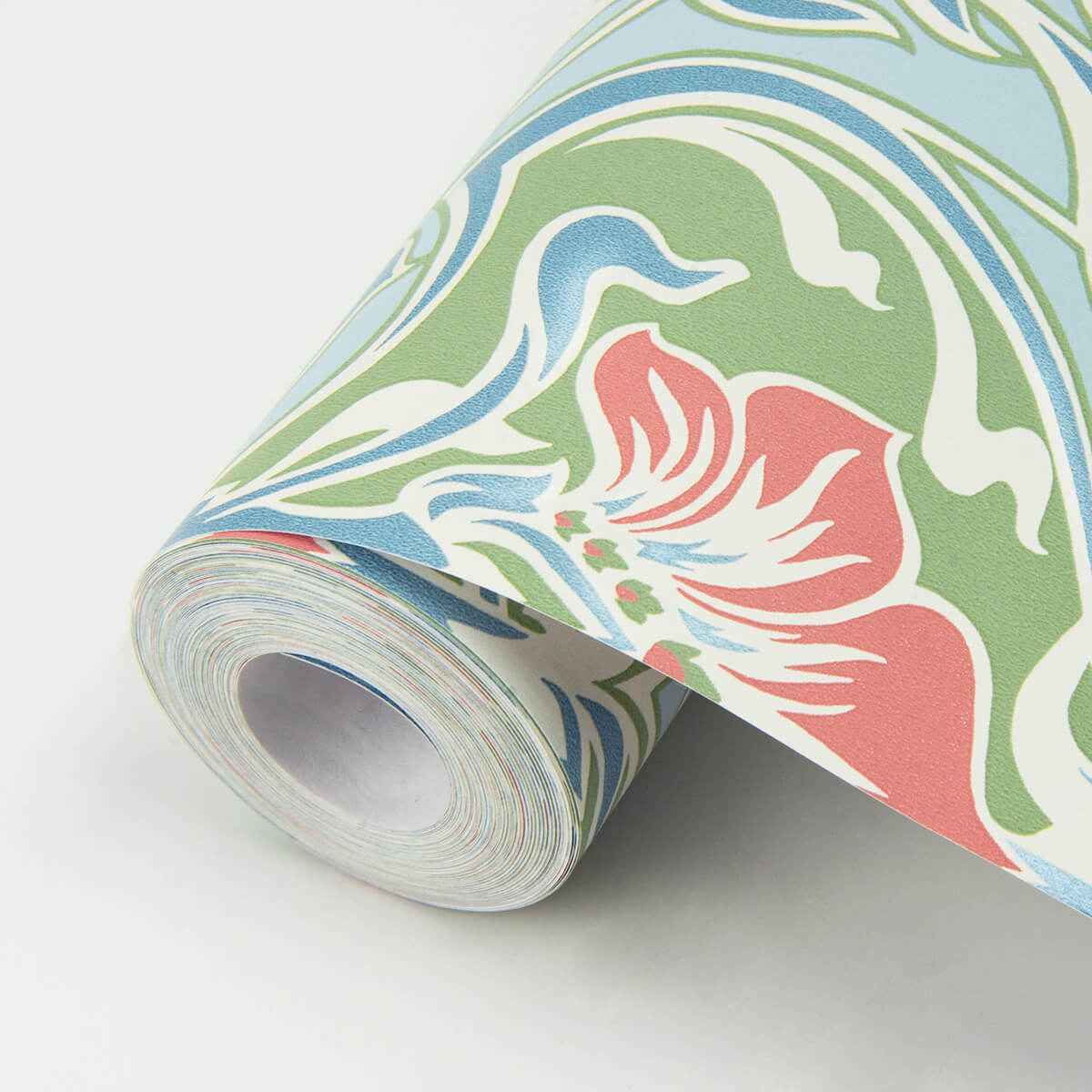 Mucha Light Blue Botanical Ogee Wallpaper - York Wallcoverings - 2970-26152 - York Wallcoverings Wallpaper
