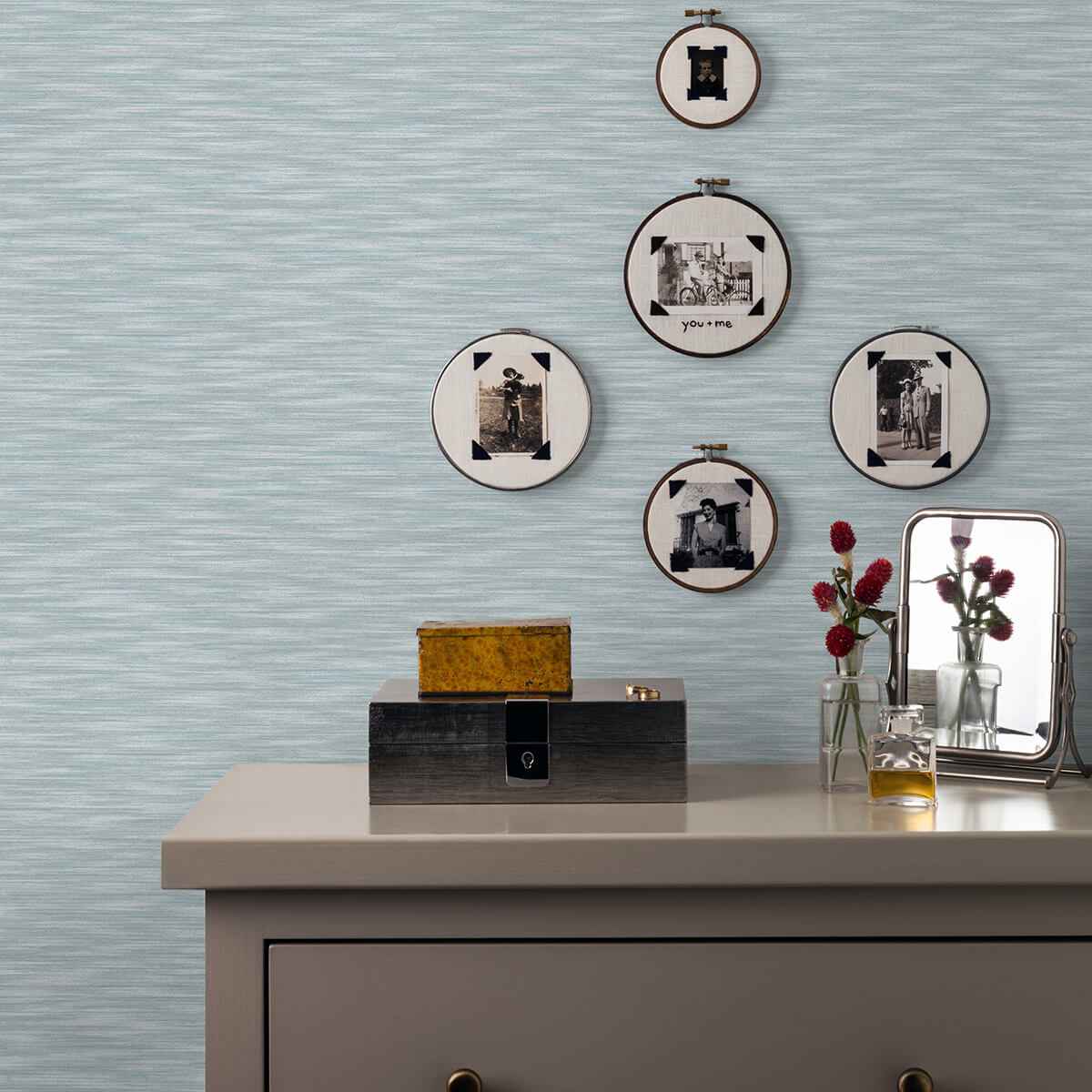 Benson Light Blue Variegated Stripe Wallpaper - York Wallcoverings - 2970-26153 - York Wallcoverings Wallpaper