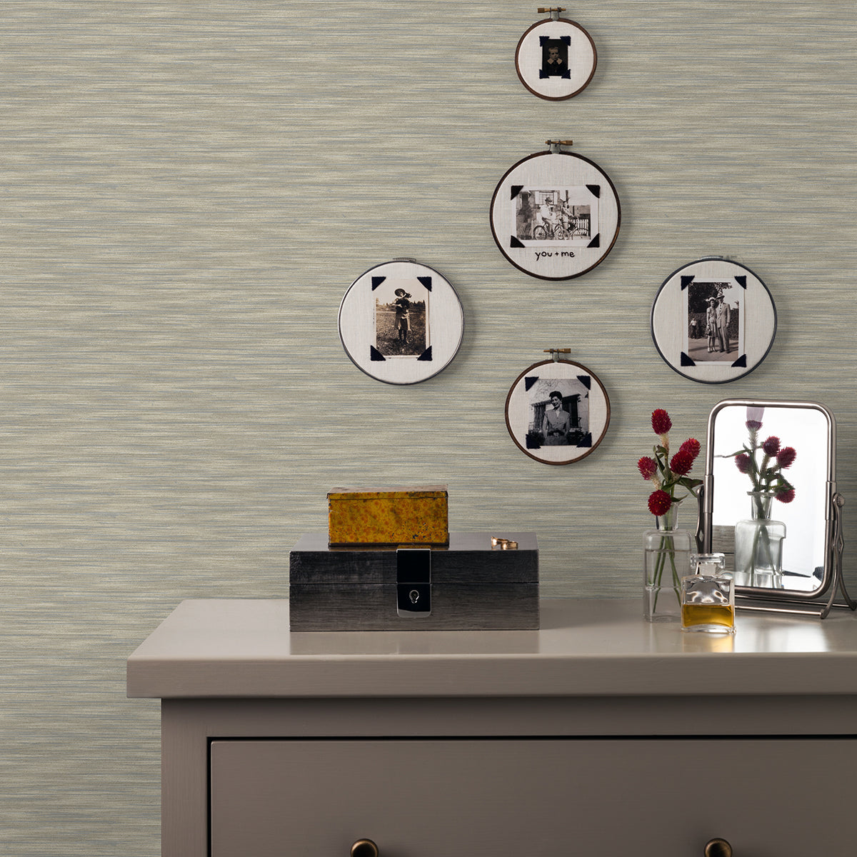 benson-taupe-variegated-stripe-wallpaper-york-wallcoverings-2970-26155 - York Wallcoverings Wallpaper