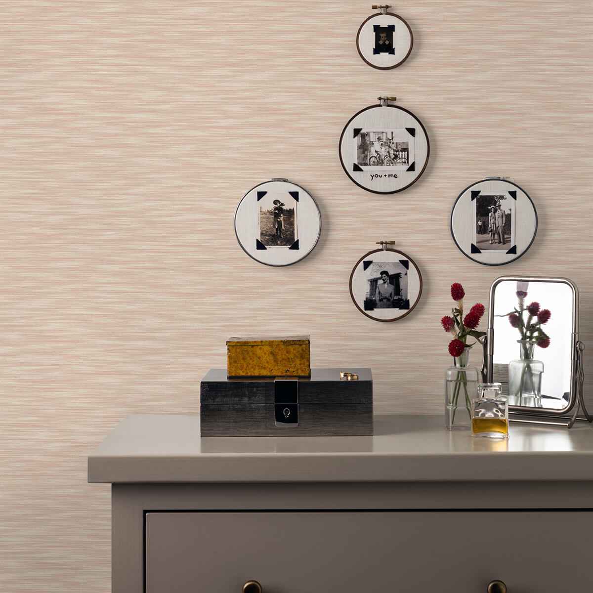 benson-coral-variegated-stripe-wallpaper-york-wallcoverings-2970-26159 - York Wallcoverings Wallpaper