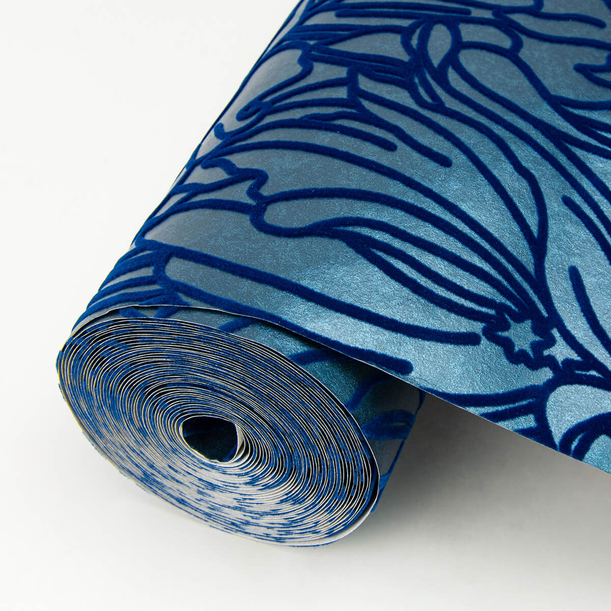 selwyn-flock-dark-blue-floral-wallpaper-york-wallcoverings-2970-87356 - York Wallcoverings Wallpaper