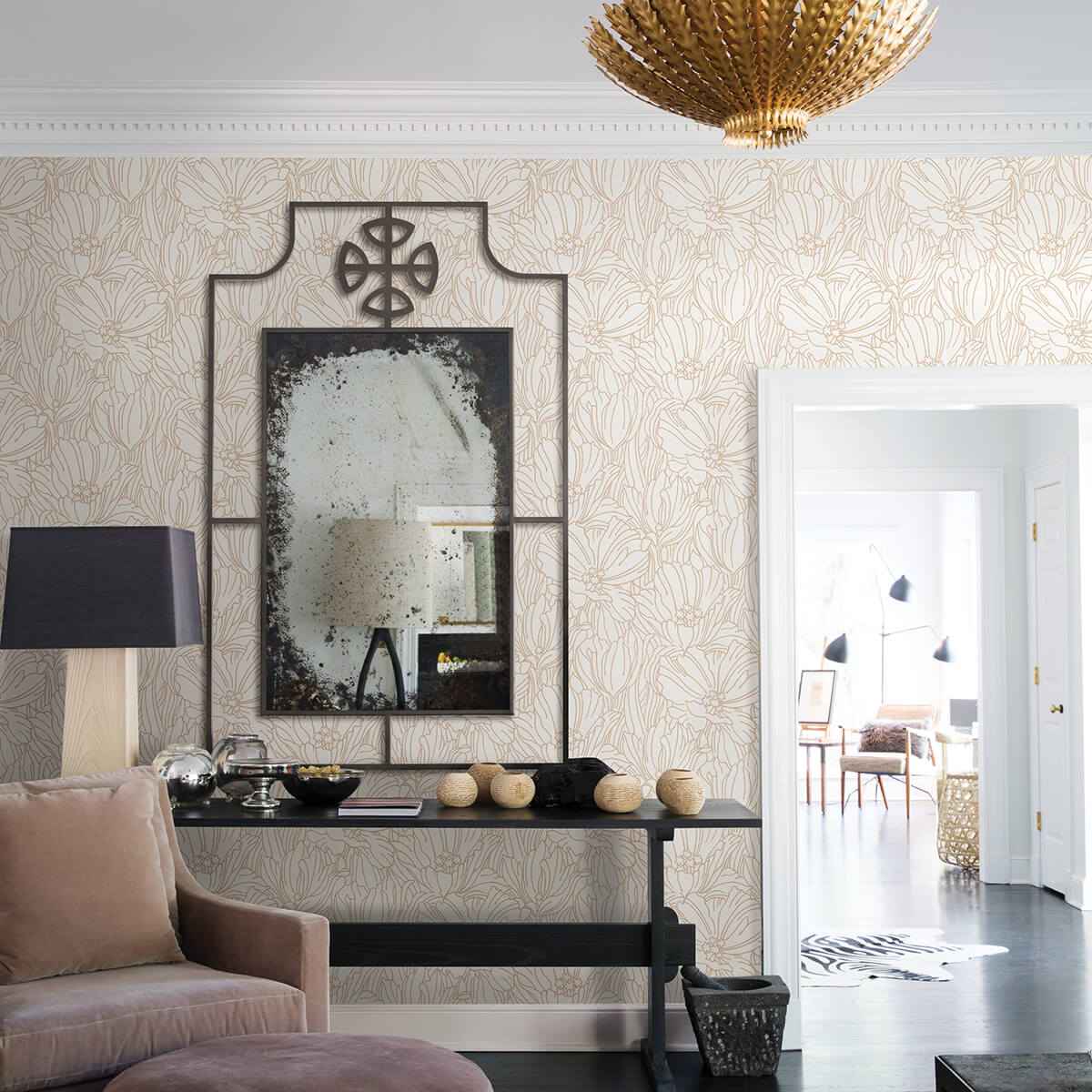selwyn-copper-floral-wallpaper-york-wallcoverings-2970-87358 - York Wallcoverings Wallpaper