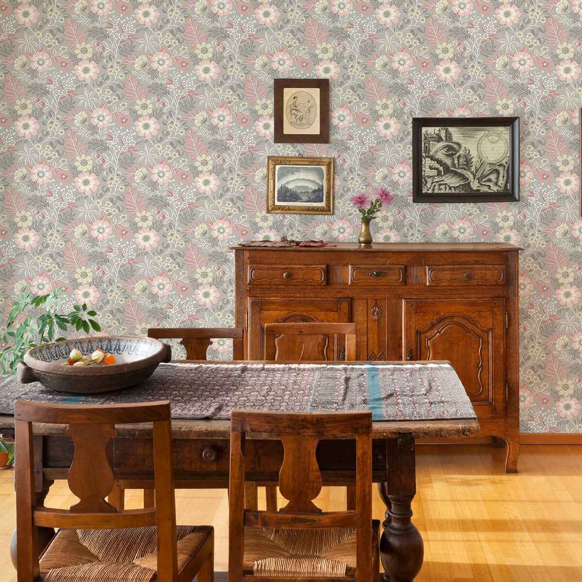 voysey-pink-floral-wallpaper-york-wallcoverings-2970-87536 - York Wallcoverings Wallpaper