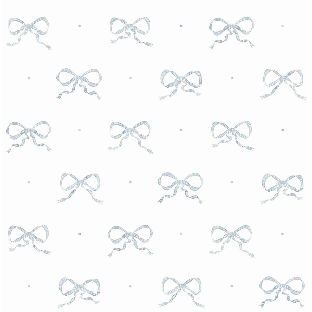 Emma Blue Heather Large Bow Wallpaper - York Wallcoverings - AST4356