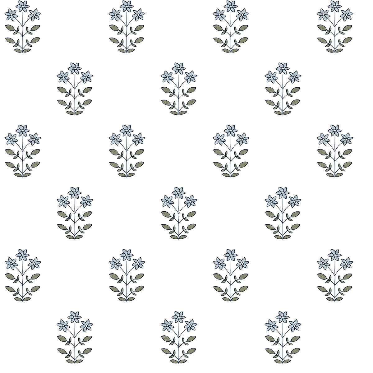 Kit Blue Heather Floral Wallpaper - York Wallcoverings - AST4358 - York Wallcoverings Wallpaper