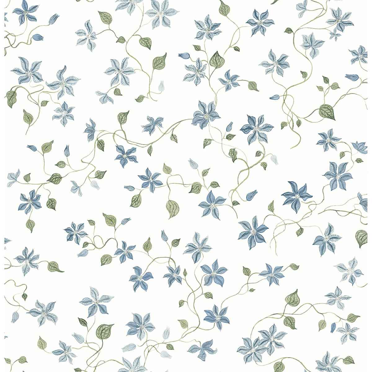 Betsy Blue Heather Floral Trail Wallpaper - York Wallcoverings - AST4364
