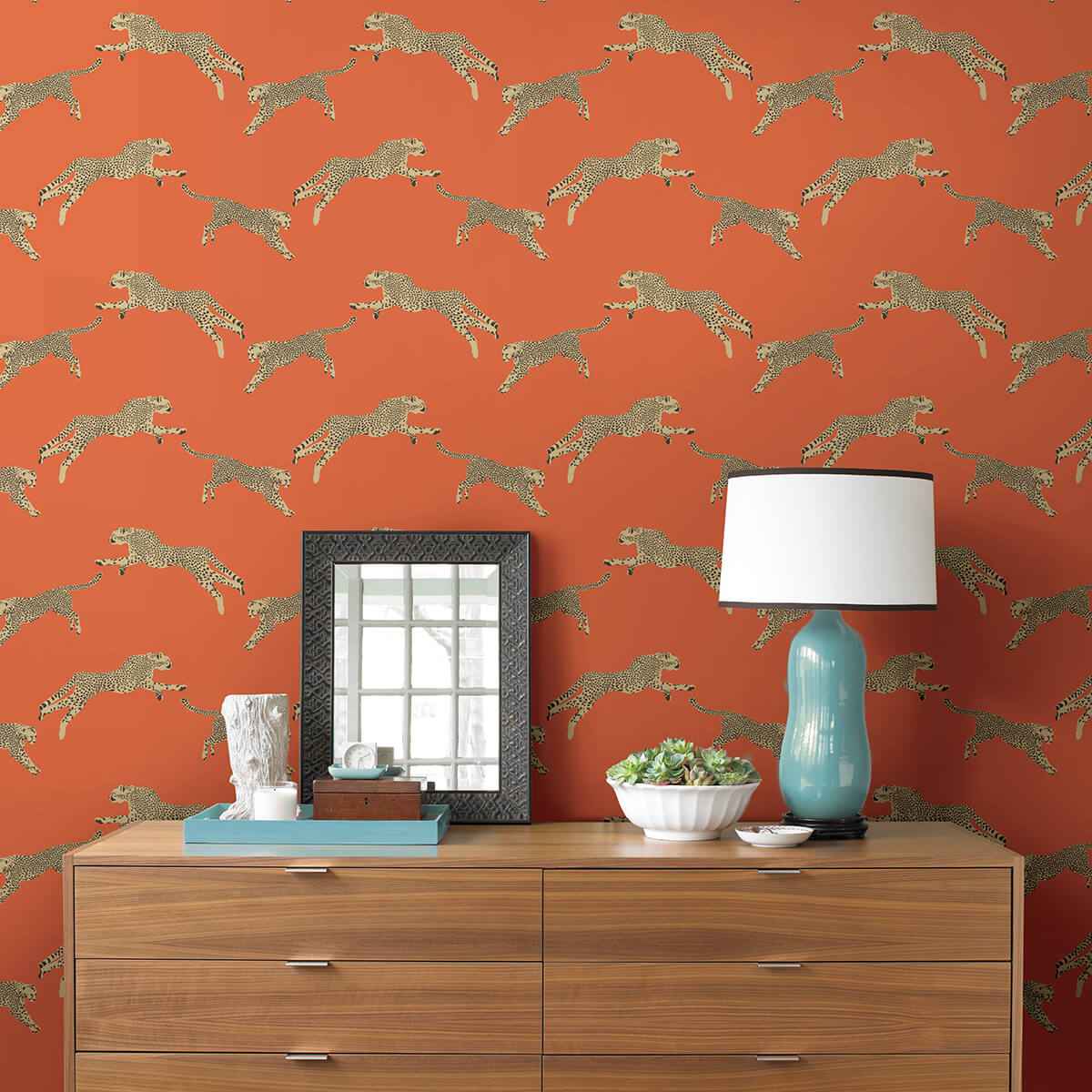 Clementine Leaping Cheetah Peel & Stick - York Wallcoverings - SCS4275 - York Wallcoverings Wallpaper