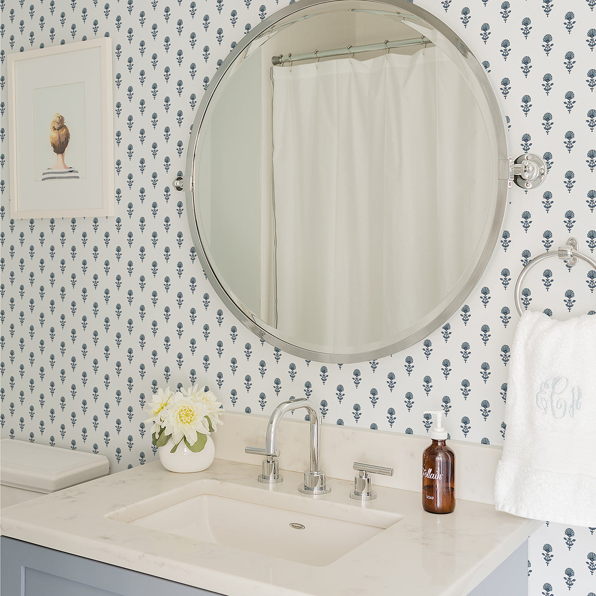 libby-blue-heather-mini-floral-wallpaper-york-wallcoverings-ast4337 - York Wallpaper Wallpaper