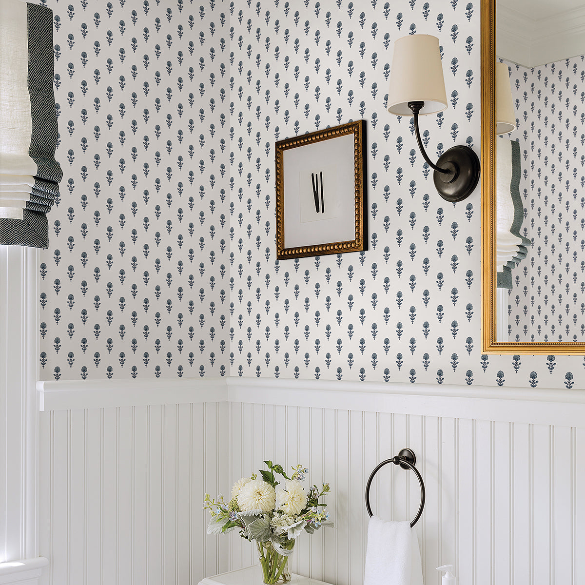 libby-blue-heather-mini-floral-wallpaper-york-wallcoverings-ast4337 - York Wallpaper Wallpaper