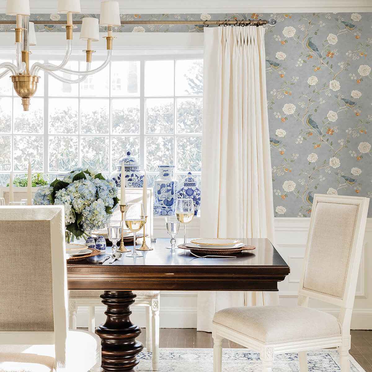 Wellesley Blue Heather Chinoiserie Wallpaper - York Wallcoverings - AST4362 - York Wallcoverings Wallpaper