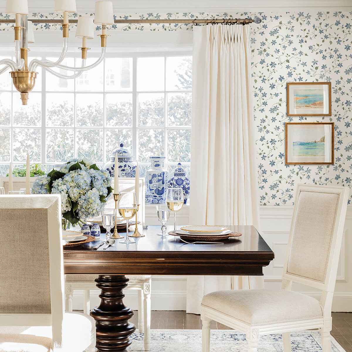 Betsy Blue Heather Floral Trail Wallpaper - York Wallcoverings - AST4364 - York Wallcoverings Wallpaper