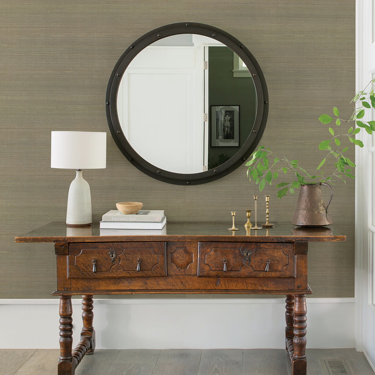 hiromi-pewter-abaca-grasscloth-wallpaper-york-wallcoverings-2972-54752 - York Wallcoverings Papel pintado