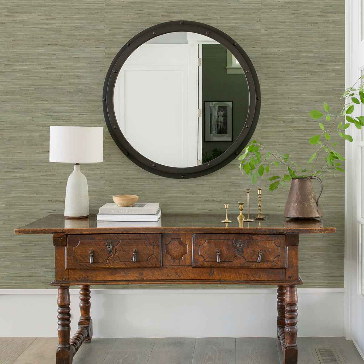 Jeong Teal Knotted Weave Grasscloth Wallpaper - York Wallcoverings - 2972-65437 - York Wallcoverings Wallpaper
