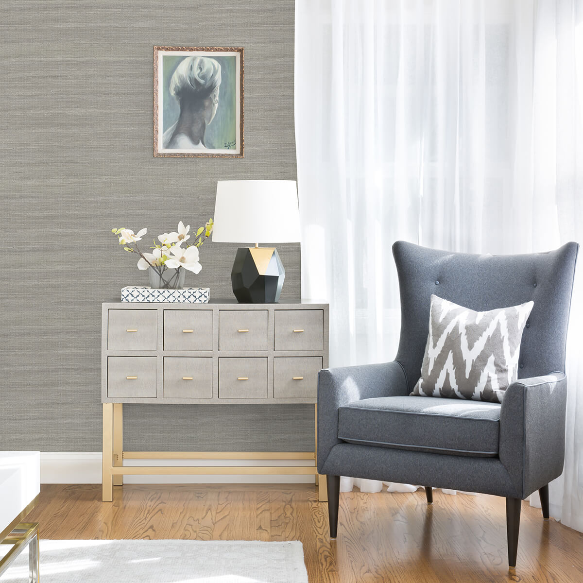liaohe-silver-raffia-grasscloth-wallpaper-york-wallcoverings-2972-80032 - York Wallcoverings Papel pintado