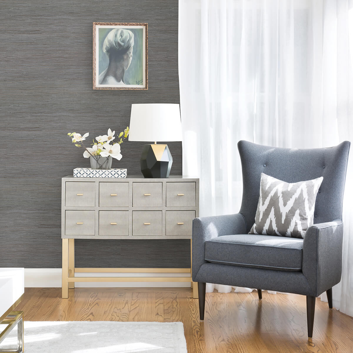 shandong-slate-ramie-grasscloth-wallpaper-york-wallcoverings-2972-80085 - York Wallcoverings Papel pintado