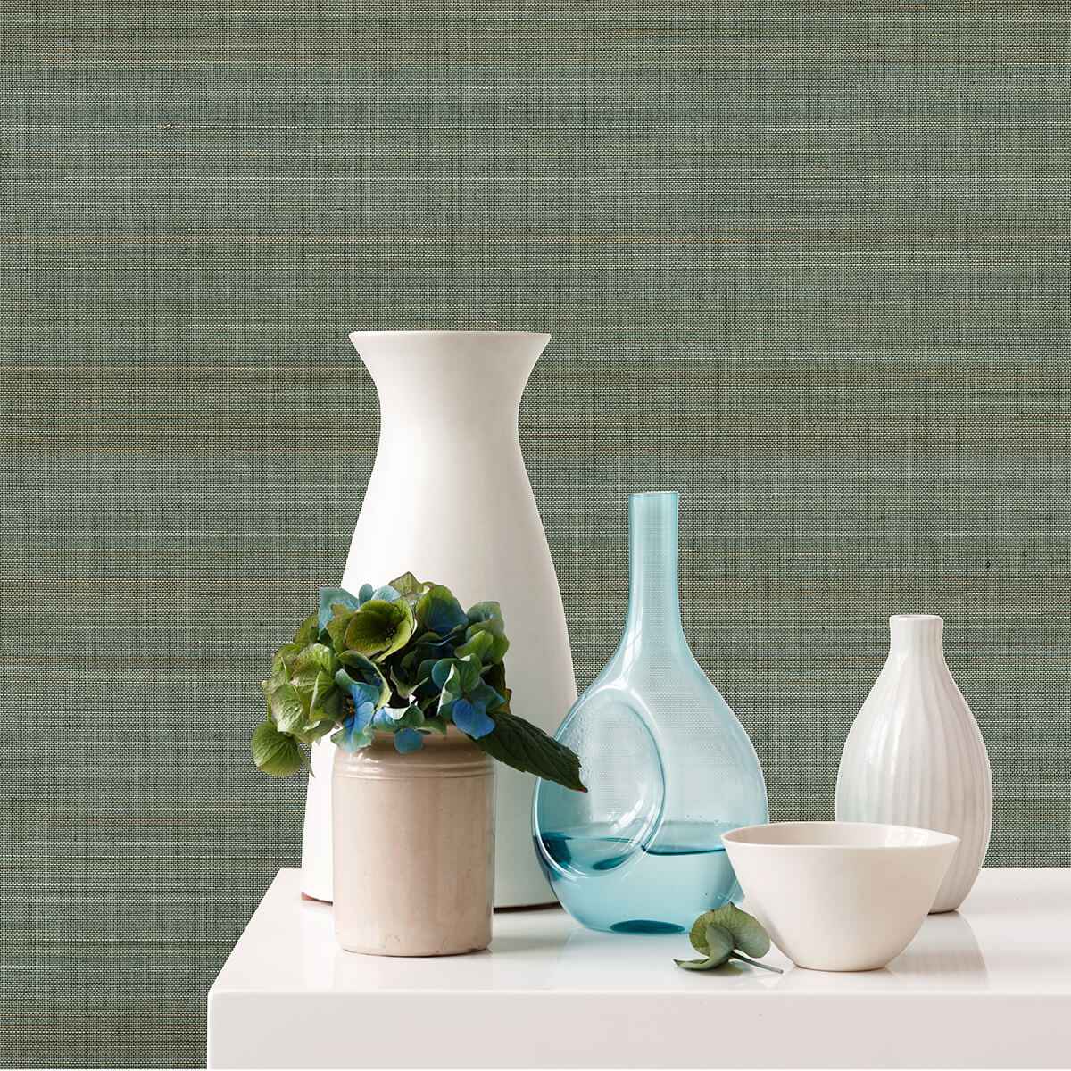 Mai Teal Abaca Grasscloth Wallpaper - York Wallcoverings - 2972-86102 - York Wallcoverings Wallpaper