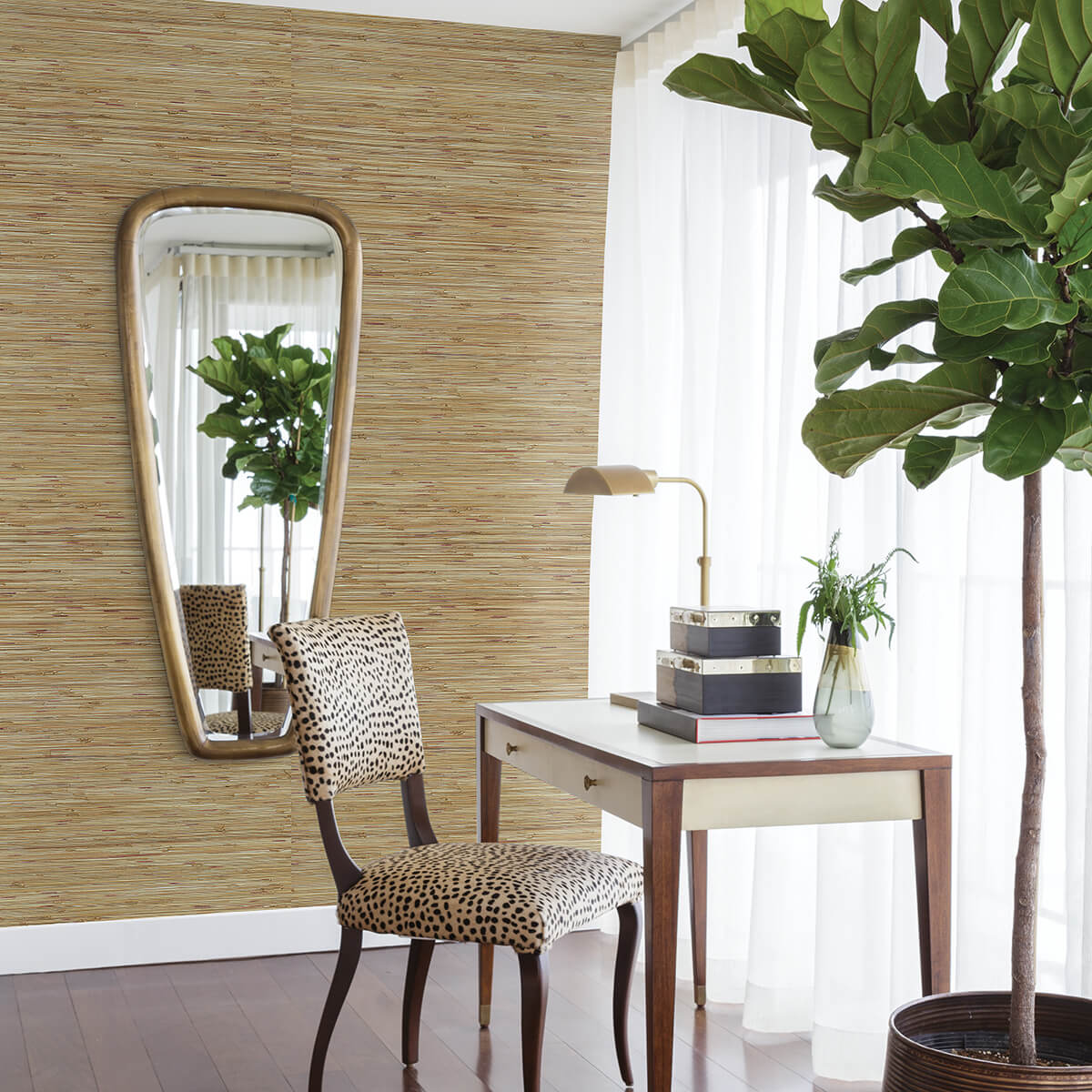 shuang-light-brown-handmade-grasscloth-wallpaper-york-wallcoverings-2972-86107 - York Wallcoverings Papel pintado