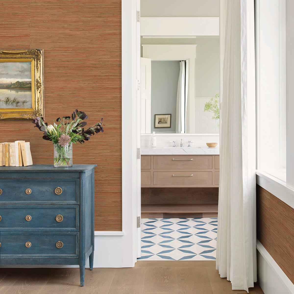 Shuang Coral Handmade Grasscloth Wallpaper - York Wallcoverings - 2972-86108 - York Wallcoverings Wallpaper