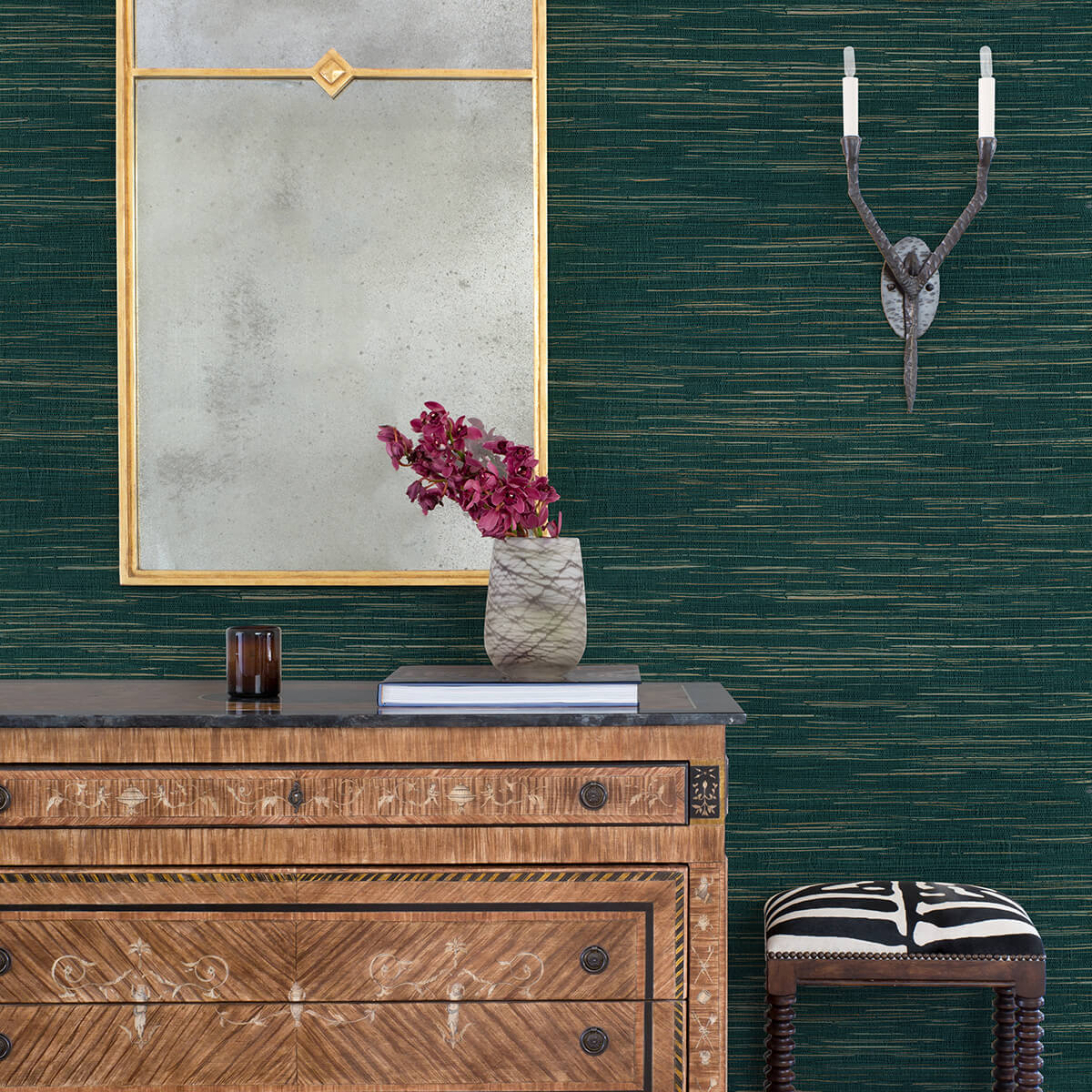 kira-teal-hemp-grasscloth-wallpaper-york-wallcoverings-2972-86126 - York Wallcoverings Papel pintado