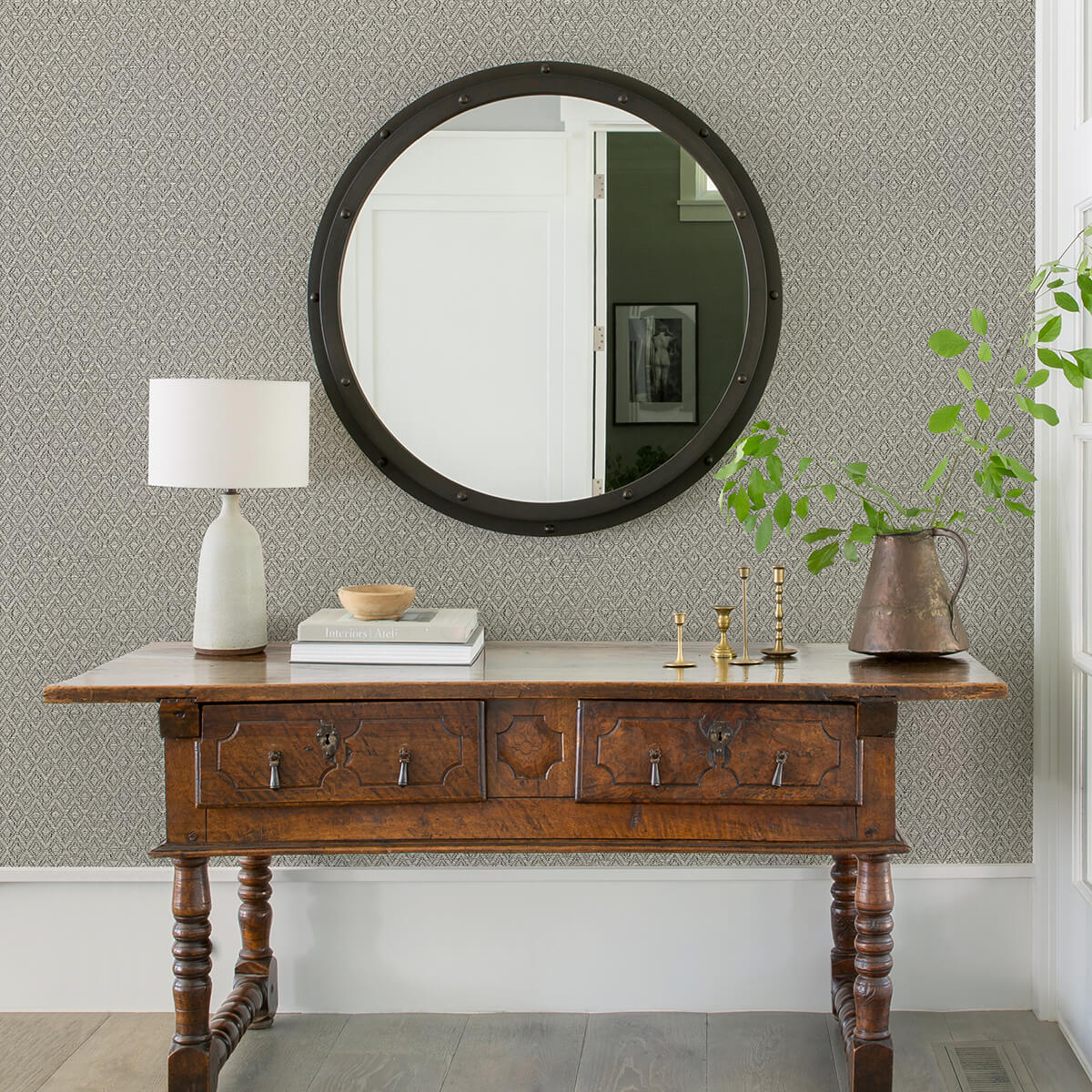 hui-grey-paper-weave-grasscloth-wallpaper-york-wallcoverings-2972-86146 - York Wallcoverings Wallpaper