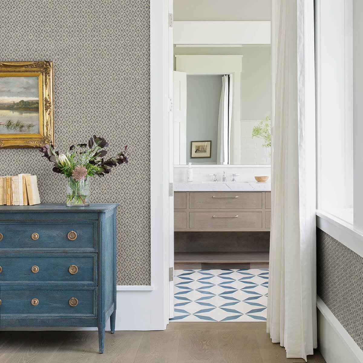 Hui Denim Paper Weave Grasscloth Wallpaper - York Wallcoverings - 2972-86148 - York Wallcoverings Wallpaper