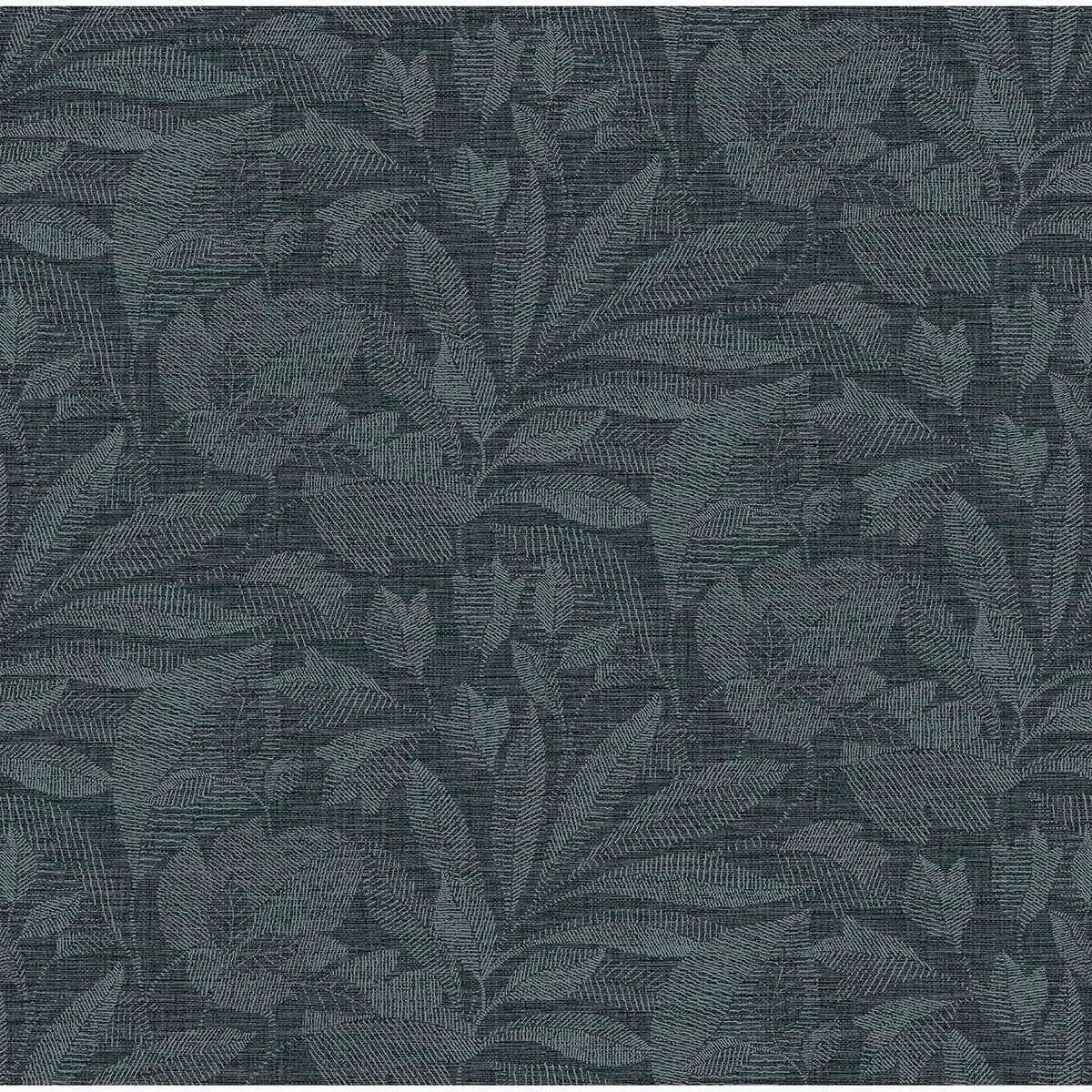 Lei Navy Leaf Wallpaper - York Wallcoverings - 2972-86153
