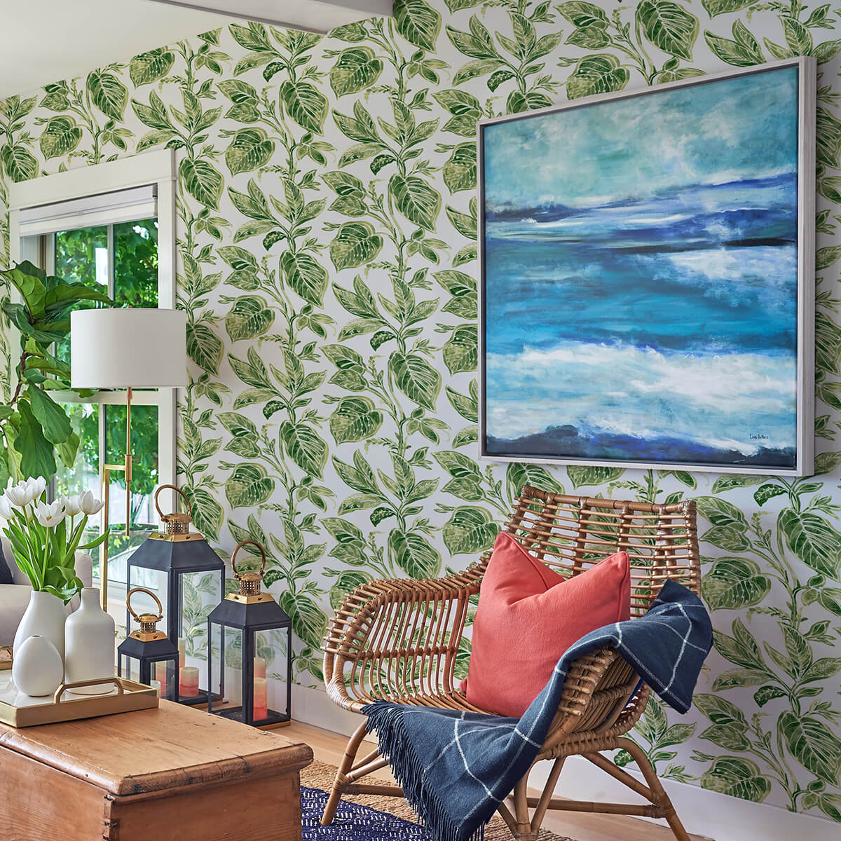 green-caryota-peel-and-stick-wallpaper-york-wallcoverings-nus4446 - York Wallcoverings Wallpaper