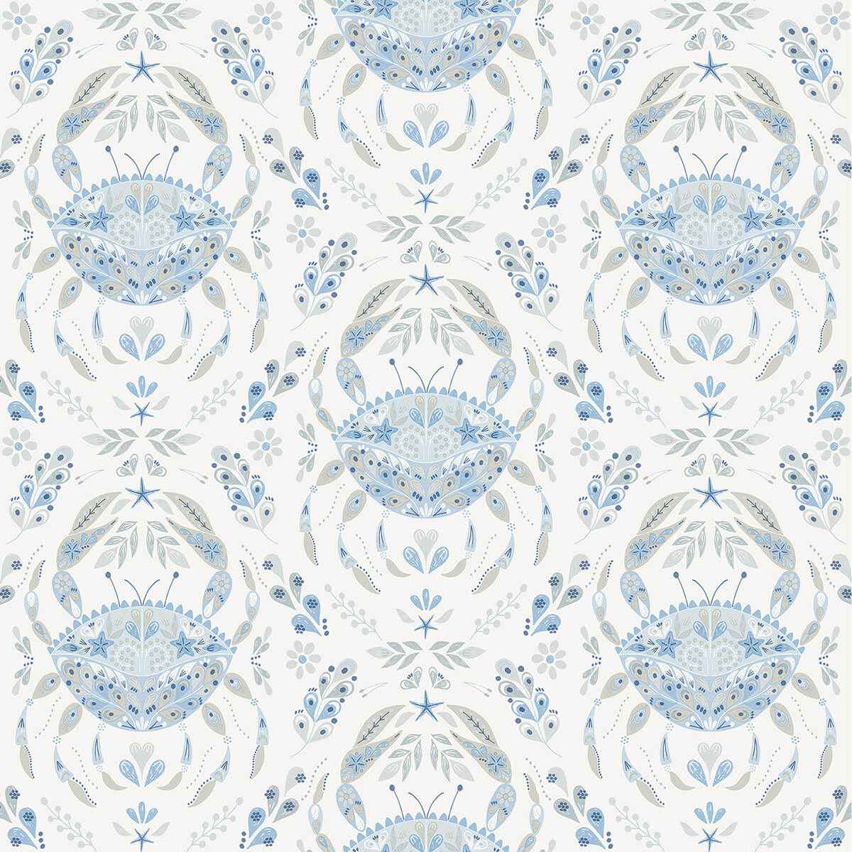 Blue Shellby Peel & Stick Wallpaper - York Wallcoverings - NUS4447 - York Wallcoverings Wallpaper