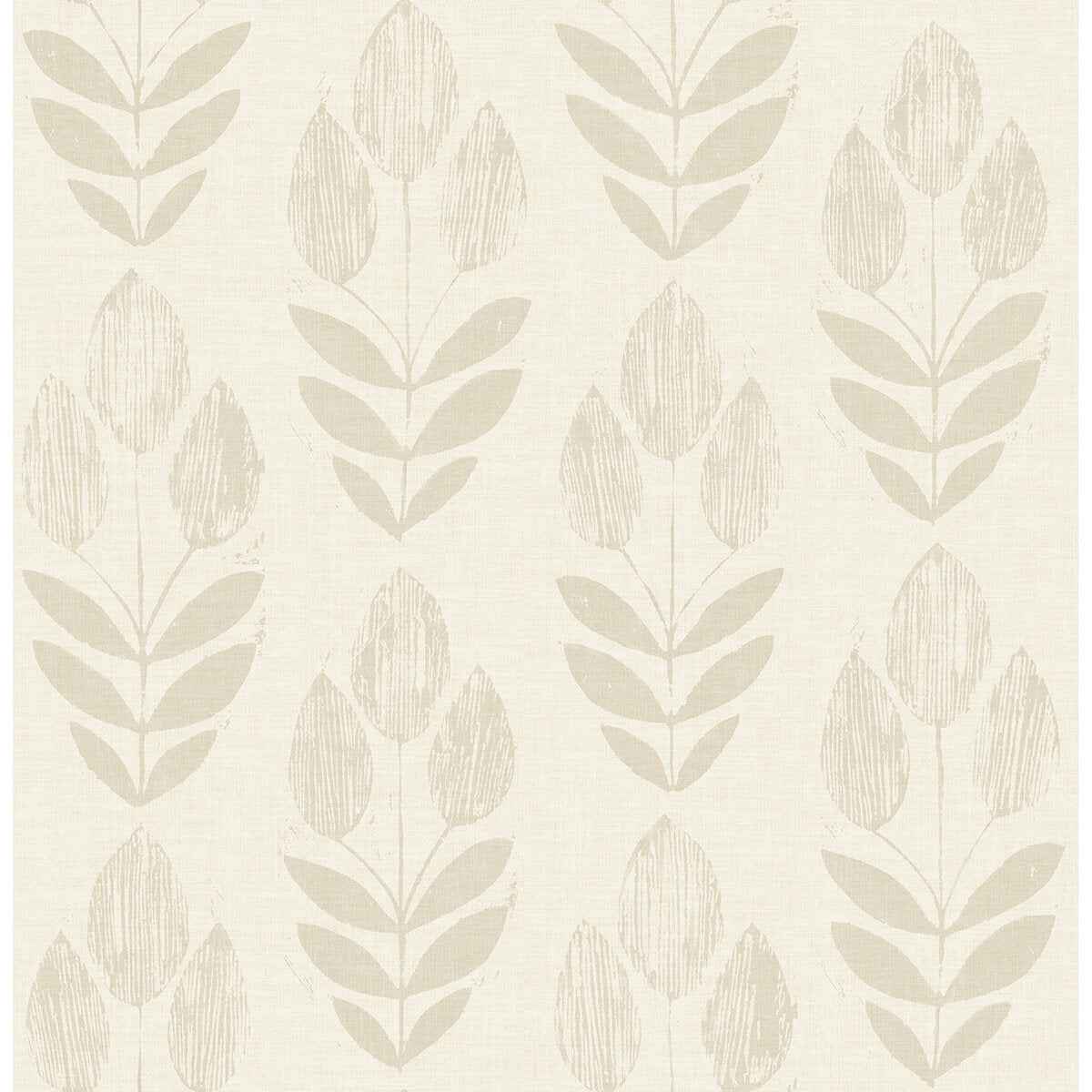 Cream Folk Tulip Peel and Stick Wallpaper - York Wallcoverings - NUS4302 - York Wallcoverings Wallpaper