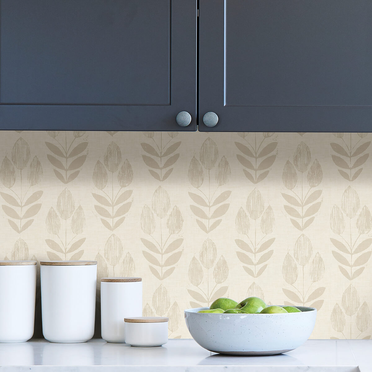 cream-folk-tulip-peel-and-stick-wallpaper-york-wallcoverings-nus4302 - York Wallcoverings Wallpaper