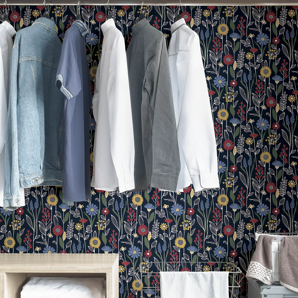 navy-jane-peel-and-stick-wallpaper-york-wallcoverings-nus4045 - York Wallcoverings Wallpaper