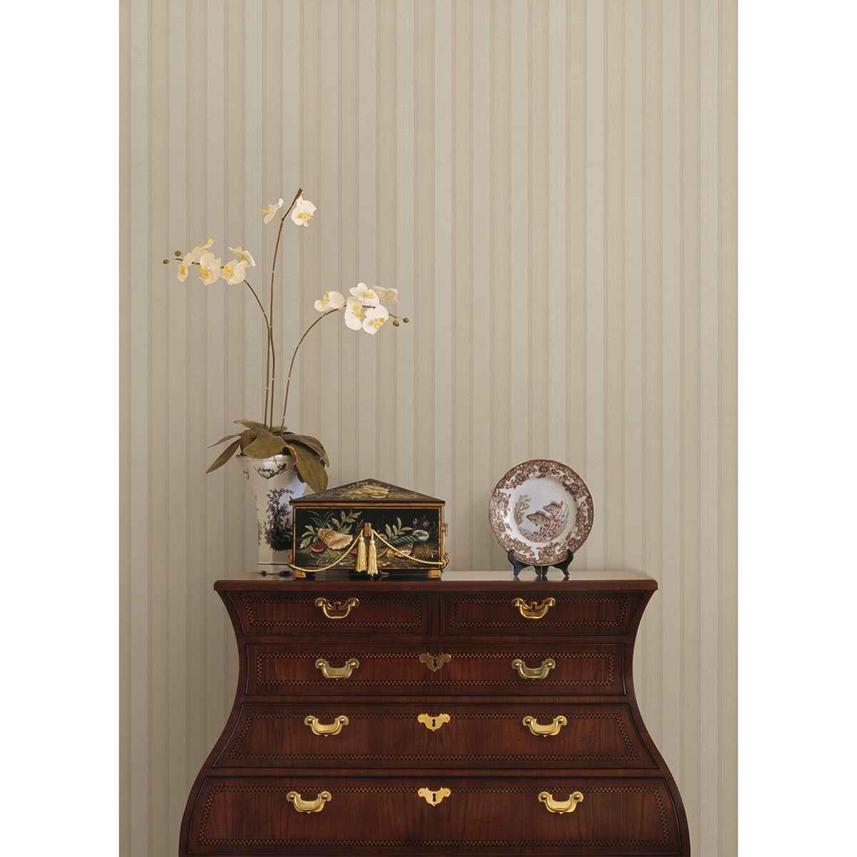 Zeta Peach Moire Stripe Wallpaper - York Wallcoverings - 4058-21792 - York Wallcoverings Wallpaper