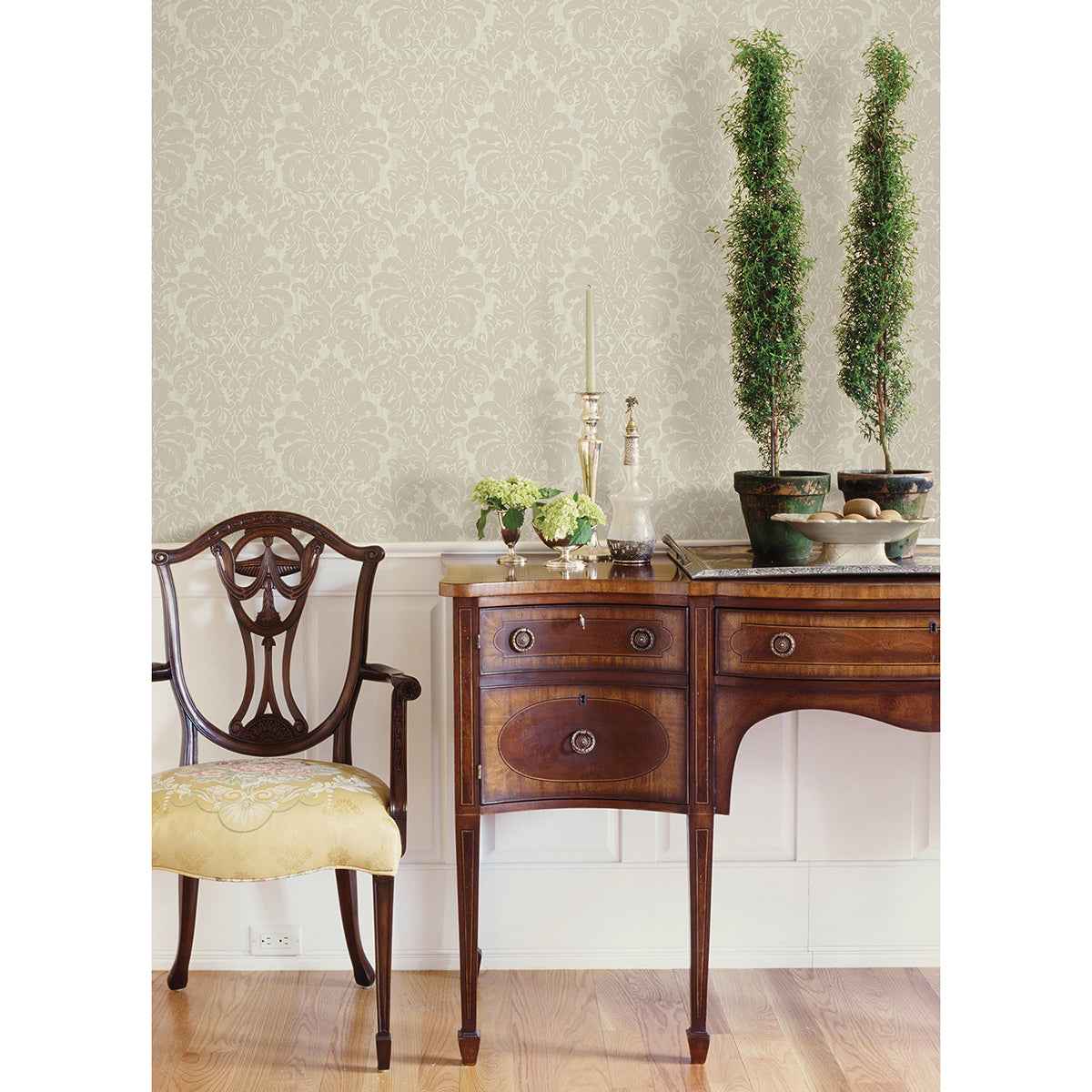 Betina Cream Damask Wallpaper - York Wallcoverings - 4058-24803