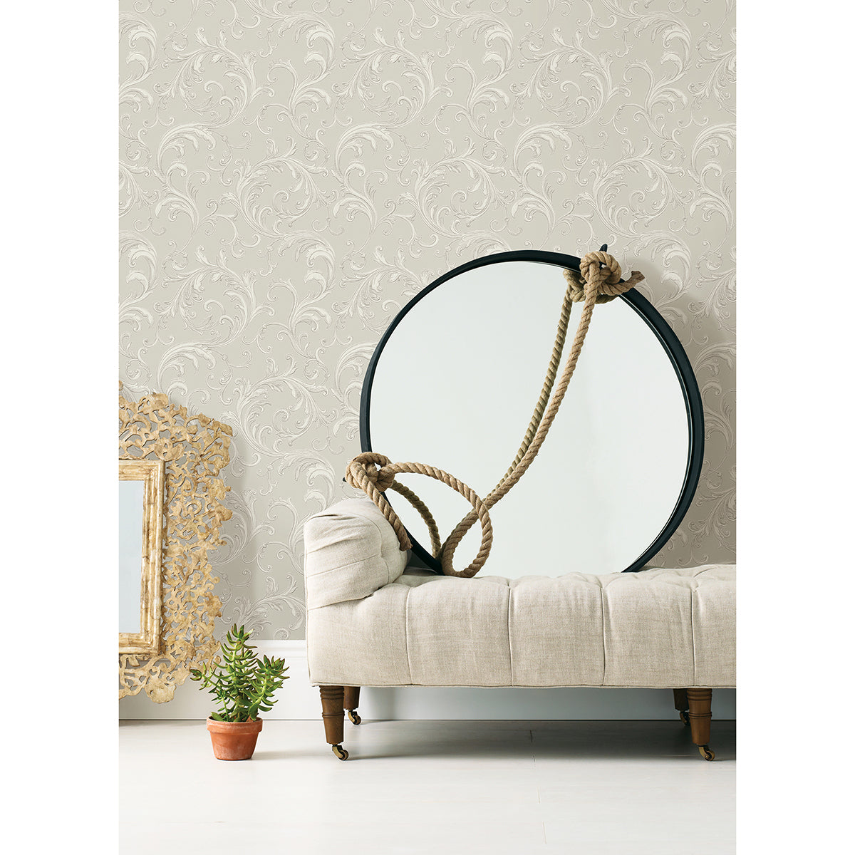 noemi-silver-acanthus-wallpaper-york-wallcoverings-4058-24834 - York Wallpaper Wallpaper