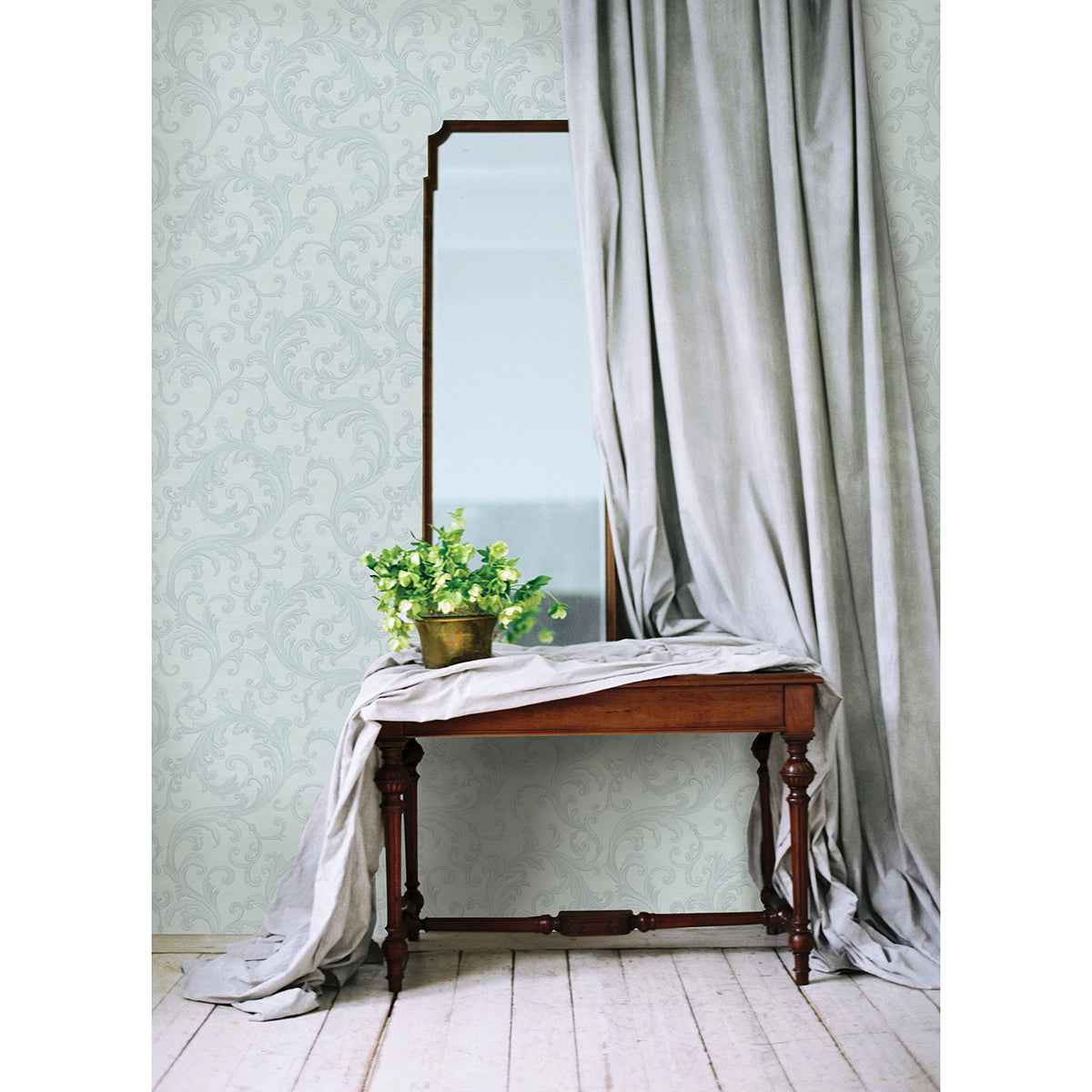 Noemi Light Blue Acanthus Wallpaper - York Wallcoverings - 4058-24836 - York Wallcoverings Wallpaper