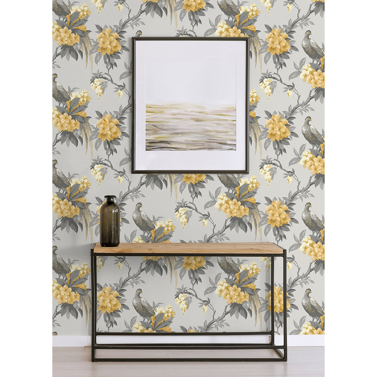 golden-pheasant-grey-floral-wallpaper-york-wallcoverings-m1662 - York Wallcoverings Papel pintado