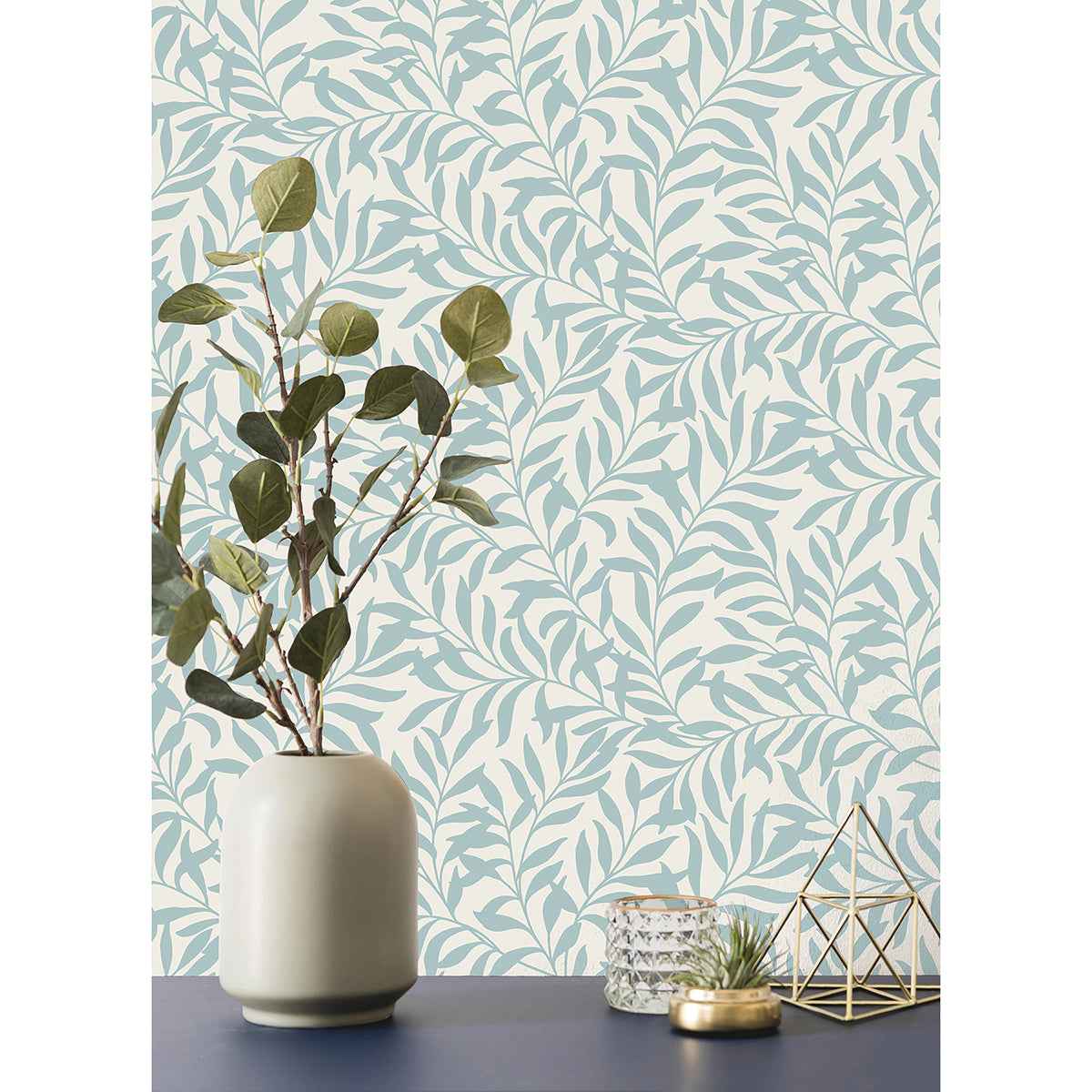 Salix Light Blue Leaf Wallpaper - York Wallcoverings - M1669 - York Wallcoverings Wallpaper